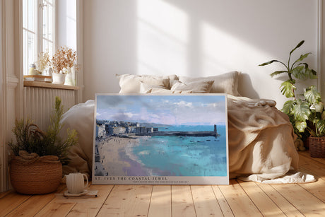 Paul Sinus Wandbild St Ives The Coastal Jewel Malerisches Seemotiv der Küstenstadt St Ives mit Sandstrand, Hafen und blauer Weite.