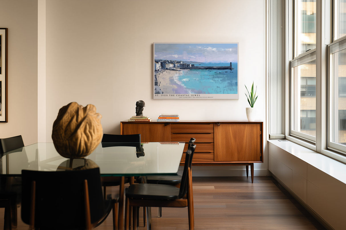 Paul Sinus Wandbild St Ives The Coastal Jewel Malerisches Seemotiv der Küstenstadt St Ives mit Sandstrand, Hafen und blauer Weite.