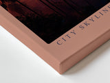 Paul Sinus Wandbild 120x80cm Stadt Skyline Sonnenuntergang moderne Landschaftsfotografie warme Abendfarben Kunstdruck stilvolle Wanddekoration fuer Wohnzimmer Büro