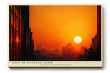 Paul Sinus Wandbild 120x80cm Stadt Sonnenuntergang Skyline Fotokunst orange Abendhimmel modernes City Poster stilvolle Wanddekoration für Wohnzimmer Büro Loft