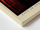 Paul Sinus Wandbild 120x80cm Stadt Sonnenuntergang Skyline Fotokunst orange Abendhimmel modernes City Poster stilvolle Wanddekoration für Wohnzimmer Büro Loft