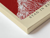 Paul Sinus Wandbild 120x80cm Stag in Red Silence Hirsch Illustration moderne Tierkunst Poster für Wohnzimmer Büro Studio