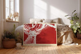 Paul Sinus Wandbild 120x80cm Stag in Red Silence Hirsch Illustration moderne Tierkunst Poster für Wohnzimmer Büro Studio