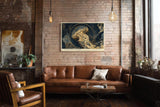 Paul Sinus Wandbild 120x80cm Sternenqualle im Universum Abstrakte Meereskunst in Blau Gold Moderne Wanddekoration