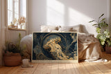 Paul Sinus Wandbild 120x80cm Sternenqualle im Universum Abstrakte Meereskunst in Blau Gold Moderne Wanddekoration