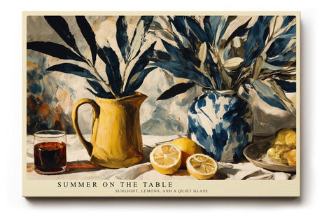 Paul Sinus Wandbild 120x80cm Stillleben Zitronen Vase Sommerliche Tischszene Kunstmotiv Mediterranes Flair