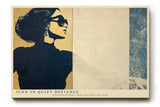 Paul Sinus Wandbild 120x80cm Stilvolle Frauen Silhouette mit Sonnenbrille Retro Kunst in Beige und Blau fuer moderne Wohnräume