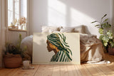 Paul Sinus Wandbild 120x80cm stilvolles Frauenportrait moderne Illustration mit gruener Kopfbedeckung elegante Kunst Wanddekoration fuer Wohnzimmer Schlafzimmer Büro Flur