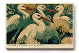 Paul Sinus Wandbild 120x80cm Störche zwischen grossen Blumen Botanische Vogelkunst Wanddekoration