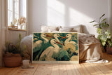 Paul Sinus Wandbild 120x80cm Störche zwischen grossen Blumen Botanische Vogelkunst Wanddekoration