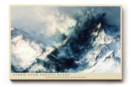 Paul Sinus Wandbild 120x80cm Storm Over Frozen Peaks dramatische Schneebirge Landschaft moderne Natur Kunst Poster für Wohnzimmer Büro