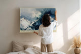 Paul Sinus Wandbild 120x80cm Storm Over Frozen Peaks dramatische Schneebirge Landschaft moderne Natur Kunst Poster für Wohnzimmer Büro