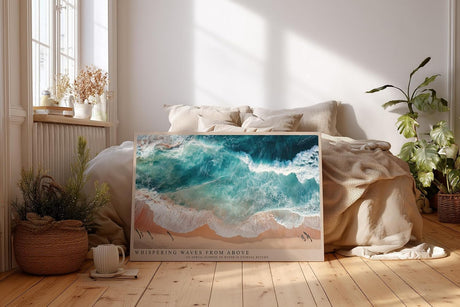 Paul Sinus Wandbild 120x80cm Strand und Wellen Luftaufnahme Ozean Natur Fotokunst mit Tuerkisem Wasser