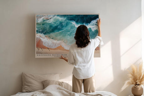 Paul Sinus Wandbild 120x80cm Strand und Wellen Luftaufnahme Ozean Natur Fotokunst mit Tuerkisem Wasser