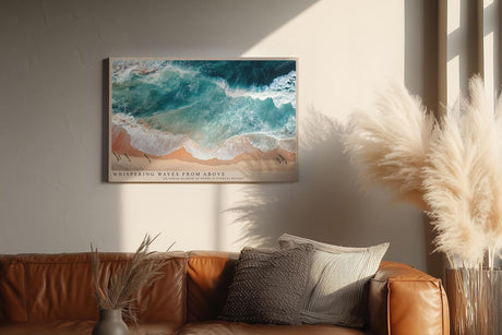 Paul Sinus Wandbild 120x80cm Strand und Wellen Luftaufnahme Ozean Natur Fotokunst mit Tuerkisem Wasser