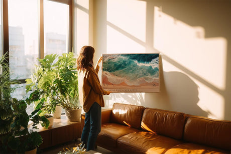 Paul Sinus Wandbild 120x80cm Strand und Wellen Luftaufnahme Ozean Natur Fotokunst mit Tuerkisem Wasser