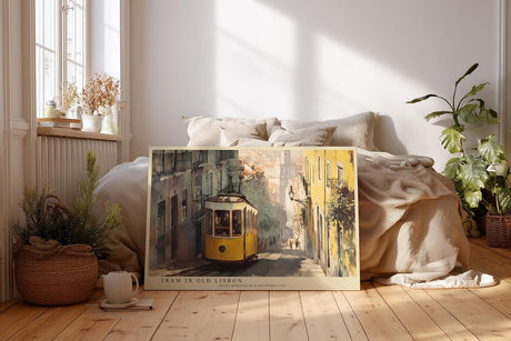 Paul Sinus Wandbild 120x80cm Straßenbahn in Lissabon – Mediterrane Stadtszene mit historischer Architektur