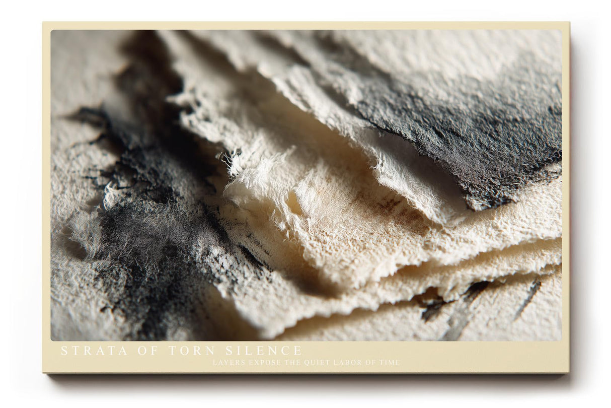 Paul Sinus Wandbild 120x80cm Strata of Torn Silence Abstrakte Papierstruktur Kunst in Naturtoenen Modernes Design Wandbild 120x80cm fuer Wohnzimmer und Büro