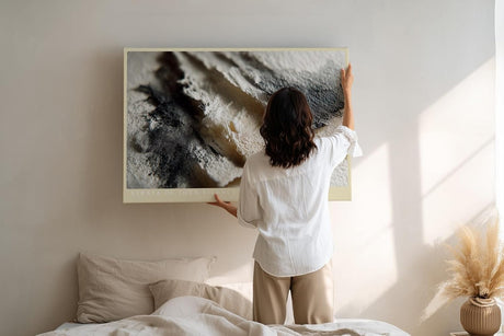 Paul Sinus Wandbild 120x80cm Strata of Torn Silence Abstrakte Papierstruktur Kunst in Naturtoenen Modernes Design Wandbild 120x80cm fuer Wohnzimmer und Büro