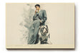 Paul Sinus Wandbild 120x80cm Suit Smoke and Bulldog Eleganter Mann mit Bulldogge Vintage Stil Kunst fuer Wohnzimmer Büro und Loft