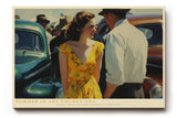Paul Sinus Wandbild 120x80cm Summer in the Golden Era Vintage Paar mit Oldtimer Klassische Sommer Szene Retro Kunst fuer Wohnzimmer und Büro