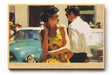 Paul Sinus Wandbild 120x80cm Summer Romance in Chrome Vintage Paar und Oldtimer Sommerliche Retro Szene Kunst fuer Wohnzimmer und Büro