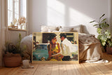 Paul Sinus Wandbild 120x80cm Summer Romance in Chrome Vintage Paar und Oldtimer Sommerliche Retro Szene Kunst fuer Wohnzimmer und Büro