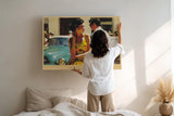 Paul Sinus Wandbild 120x80cm Summer Romance in Chrome Vintage Paar und Oldtimer Sommerliche Retro Szene Kunst fuer Wohnzimmer und Büro