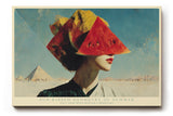 Paul Sinus Wandbild 120x80cm Sun Kissed Geometry of Summer surrealistisches Frauenportrait mit Wassermelone modernes Poster für Wohnzimmer Büro