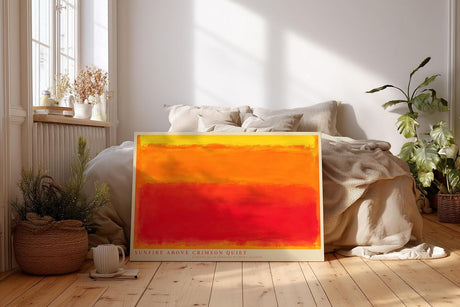 Paul Sinus Wandbild 120x80cm Sunfire Above Crimson Quiet Abstrakte Farbkunst in Orange und Rot Modernes Kunstbild fuer Wohnzimmer Schlafzimmer und Büro