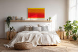 Paul Sinus Wandbild 120x80cm Sunfire Above Crimson Quiet Abstrakte Farbkunst in Orange und Rot Modernes Kunstbild fuer Wohnzimmer Schlafzimmer und Büro