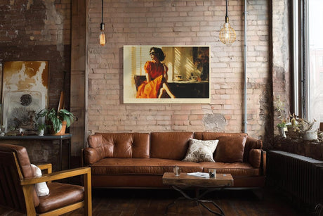 Paul Sinus Wandbild 120x80cm Sunlight on Her Shoulder Elegante Frau im Sonnenlicht Vintage Kaffee Szene Kunst fuer Wohnzimmer Schlafzimmer und Büro