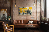 Paul Sinus Wandbild 120x80cm Sunlit Facade in Stillness mediterrane Architektur mit gelber Hausfassade Kunst Poster für Wohnzimmer Büro