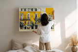 Paul Sinus Wandbild 120x80cm Sunlit Facade in Stillness mediterrane Architektur mit gelber Hausfassade Kunst Poster für Wohnzimmer Büro