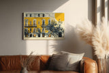 Paul Sinus Wandbild 120x80cm Sunlit Facade in Stillness mediterrane Architektur mit gelber Hausfassade Kunst Poster für Wohnzimmer Büro