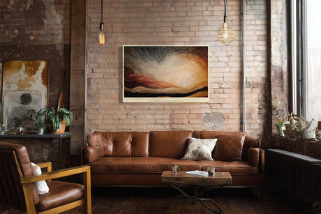 Paul Sinus Wandbild 120x80cm Sunrise in Dots Abstrakte Sonnenaufgang Landschaft Punktkunst Modernes Kunstbild fuer Wohnzimmer Schlafzimmer und Büro