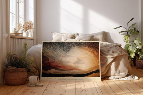 Paul Sinus Wandbild 120x80cm Sunrise in Dots Abstrakte Sonnenaufgang Landschaft Punktkunst Modernes Kunstbild fuer Wohnzimmer Schlafzimmer und Büro