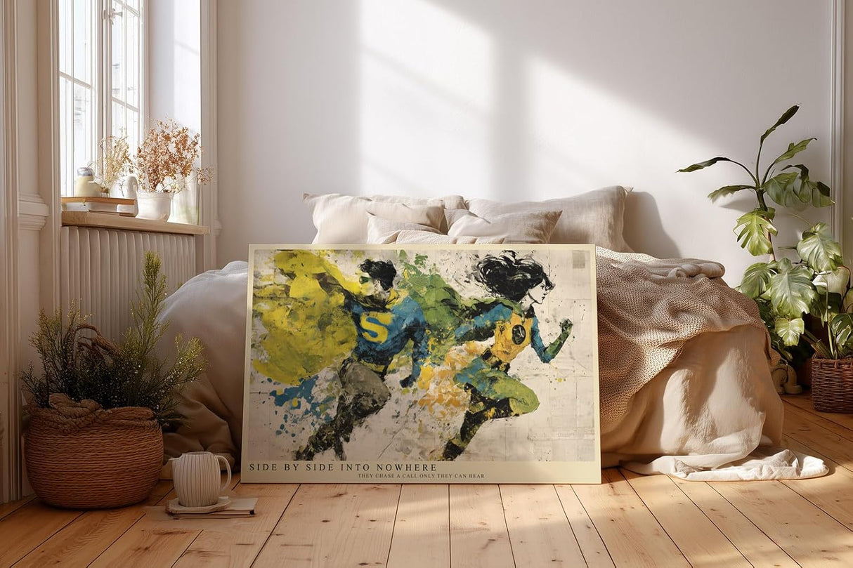 Paul Sinus Wandbild 120x80cm Superhelden Paar Moderne Pop Art Illustration Dynamische Action Kunst