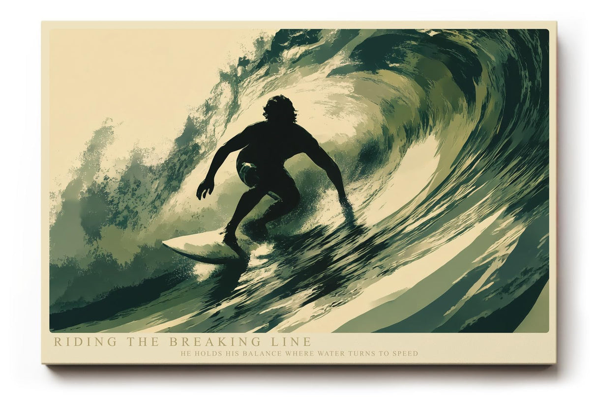 Paul Sinus Wandbild 120x80cm Surfer in kraftvoller Welle moderne Wassersport Kunst mit dynamischer Bewegung