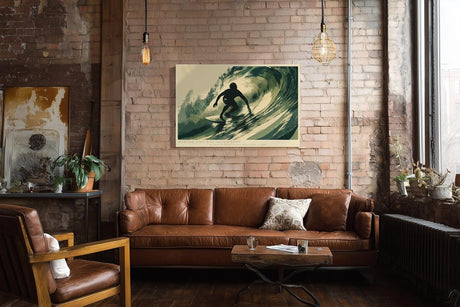 Paul Sinus Wandbild 120x80cm Surfer in kraftvoller Welle moderne Wassersport Kunst mit dynamischer Bewegung