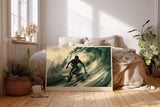 Paul Sinus Wandbild 120x80cm Surfer in kraftvoller Welle moderne Wassersport Kunst mit dynamischer Bewegung