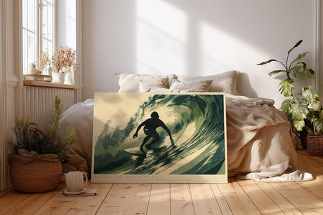 Paul Sinus Wandbild 120x80cm Surfer in kraftvoller Welle moderne Wassersport Kunst mit dynamischer Bewegung