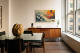 Paul Sinus Wandbild 120x80cm Surfer Welle Sonnenuntergang tropische Kunst modern Kunstdruck grosses Kunstbild dynamische Wanddekoration fuer Wohnzimmer Büro