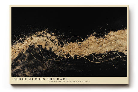 Paul Sinus Wandbild 120x80cm Surge Across the Dark Goldene Abstrakte Wellen Kunst auf Schwarz Modernes Luxus Wandbild 120x80cm