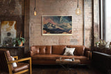 Paul Sinus Wandbild 120x80cm Surreale Berge Mond Landschaft Moderne Fantasy Natur Kunstmotiv mit kosmischem Himmel