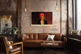 Paul Sinus Wandbild 120x80cm surrealer Totenkopf mit Blume moderne Kunst Illustration farbenstarkes Motiv stilvolle Wanddekoration fuer Wohnzimmer Büro