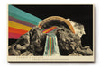 Paul Sinus Wandbild 120x80cm surrealer Wasserfall Berge Regenbogen kosmische Landschaft moderne Kunst Wanddekoration fuer Wohnzimmer Büro