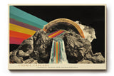 Paul Sinus Wandbild 120x80cm surrealer Wasserfall Berge Regenbogen kosmische Landschaft moderne Kunst Wanddekoration fuer Wohnzimmer Büro