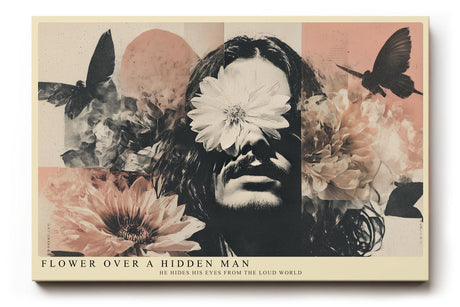 Paul Sinus Wandbild 120x80cm Surreales Blumen Portrait Moderne Kunst Collage in Beige Rosa und Schwarz für Wohnzimmer Schlafzimmer und Büro