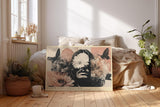 Paul Sinus Wandbild 120x80cm Surreales Blumen Portrait Moderne Kunst Collage in Beige Rosa und Schwarz für Wohnzimmer Schlafzimmer und Büro